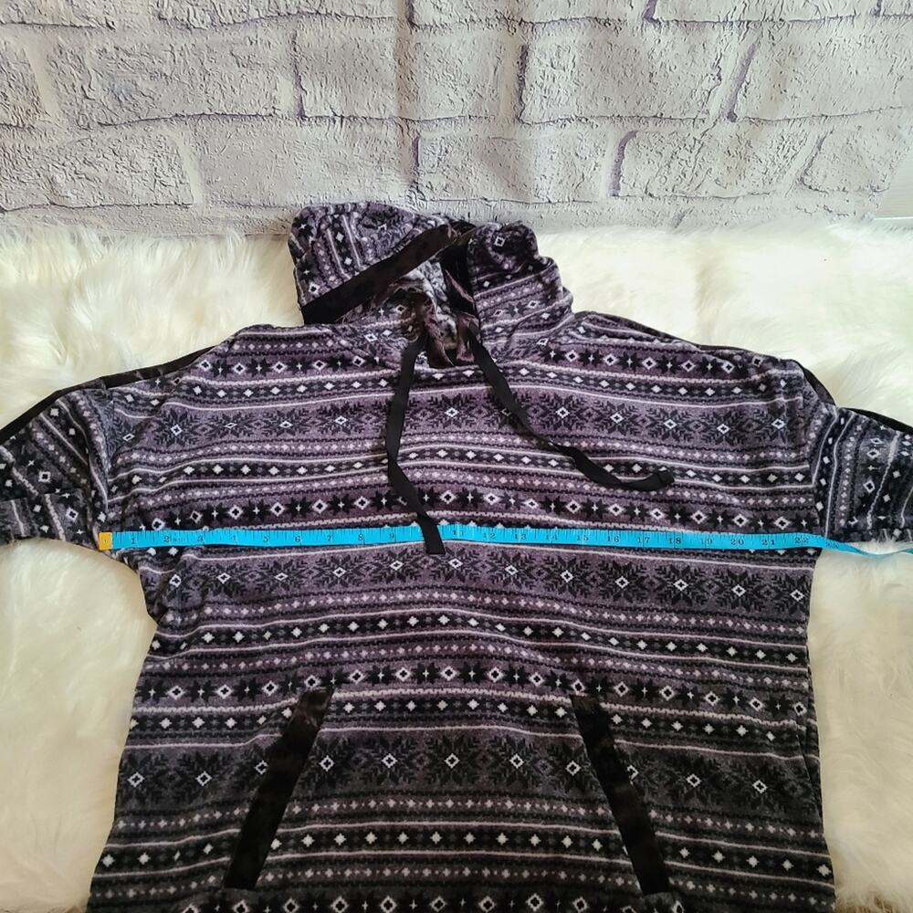 Simply Vera Wang Gray Soft‎ Fair Isle Winter Snowflake Pajama Hoodie Medium - Picture 11 of 12